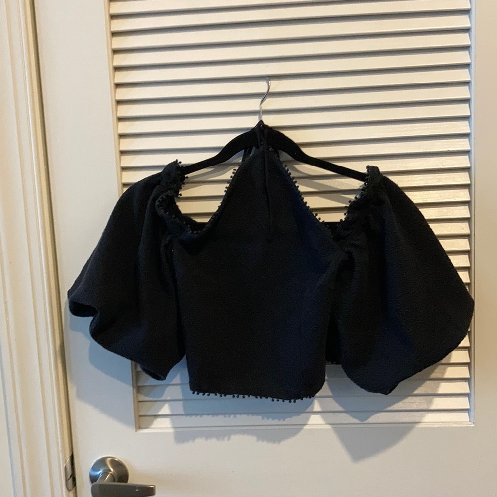 Anthropologie Black Cropped Blouse